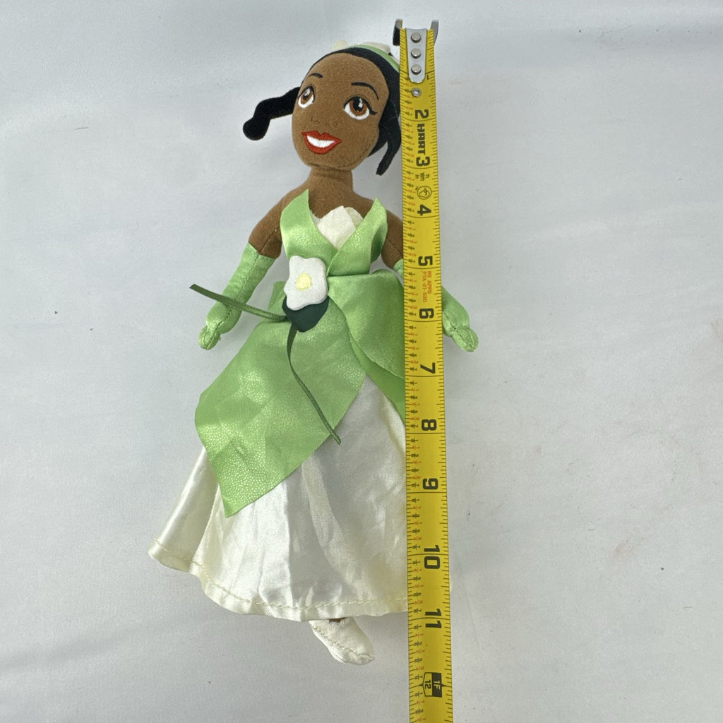 Disney Princess Tiana 11-inch plush doll wearing green satin gown