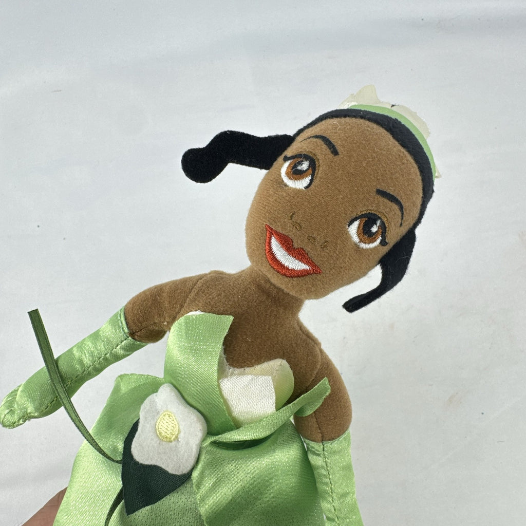 Disney Princess Tiana 11-inch plush doll wearing green satin gown