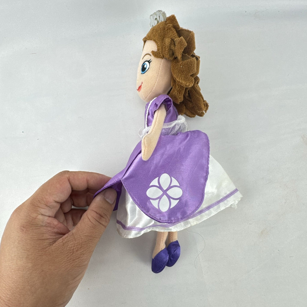 Disney Sofia the First 11-inch plush doll wearing lilac satin dress and silver tiara