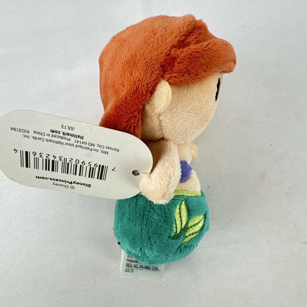 Hallmark itty bittys Ariel mini plush doll with original tags showing green tail and purple top.