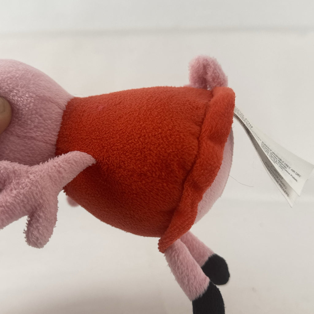 Just Play 7-inch Peppa Pig pink plush bean bag doll wearing a red dress