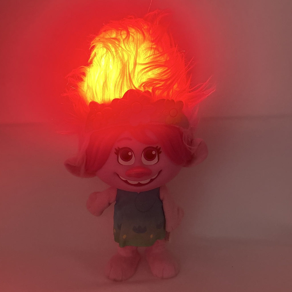 Just Play DreamWorks Trolls Princess Poppy 12-inch plush doll with molded plastic face and pink tinsel hair