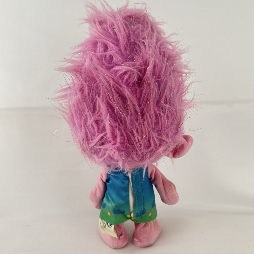 Just Play DreamWorks Trolls Princess Poppy 12-inch plush doll with molded plastic face and pink tinsel hair