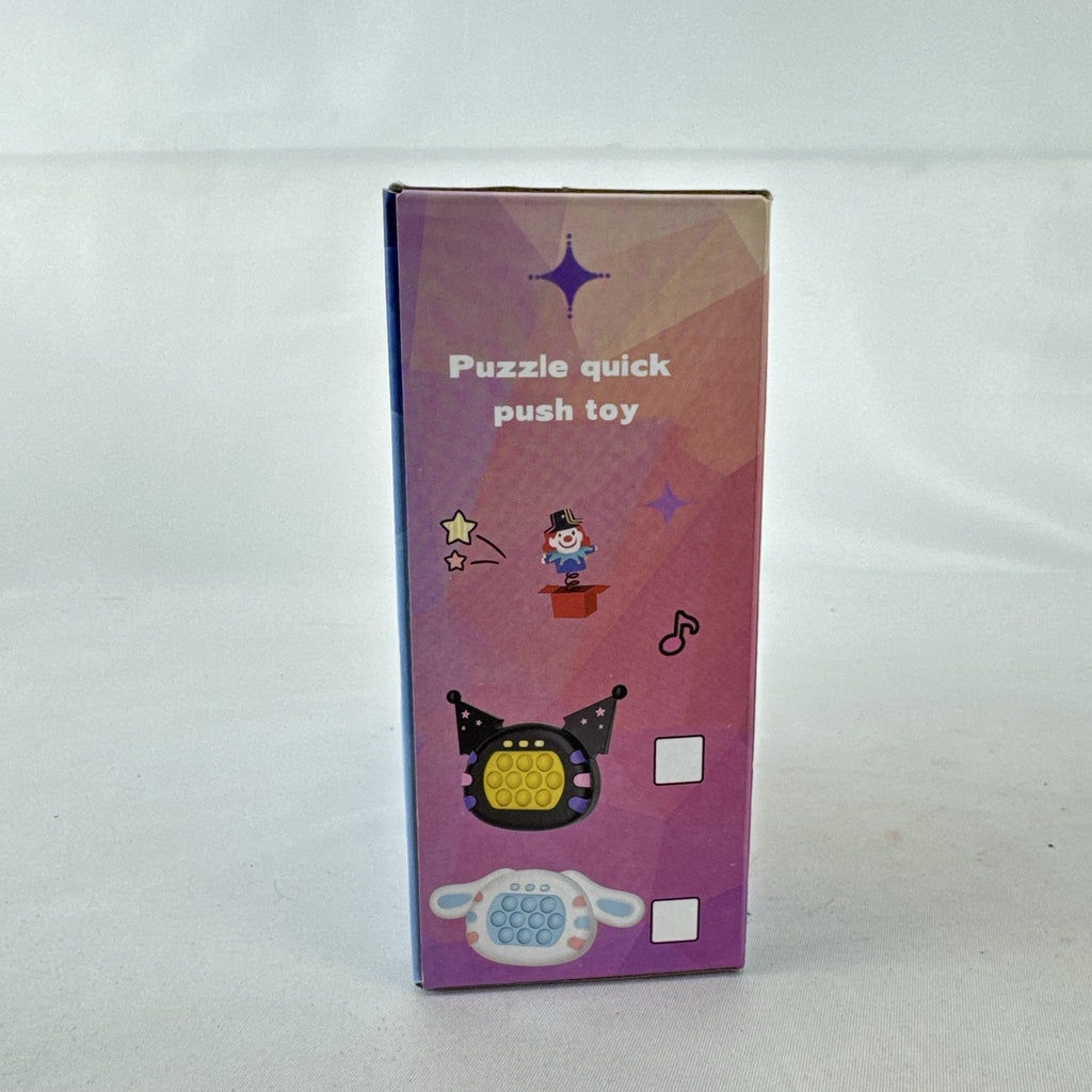 Black bat-winged handheld electronic quick push pop sensory puzzle game in original packaging