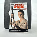 Sealed 2017 Topps Star Wars Journey to The Last Jedi foil pack featuring Rey wrapper art with 6 cards