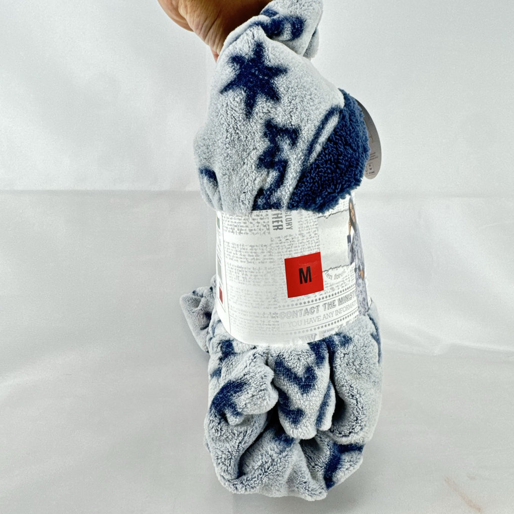 Harry Potter women's size medium blue and gray plush hooded fleece one-piece lounger pajama with tags