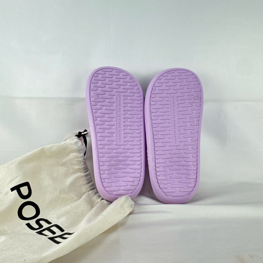 Posee women's lavender purple cloud slide sandals with thick EVA foam sole and dust bag.