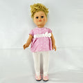 Cititoy 18-inch vinyl girl doll with blonde hair updo, green eyes, freckles, and pink floral outfit with glitter shoes.