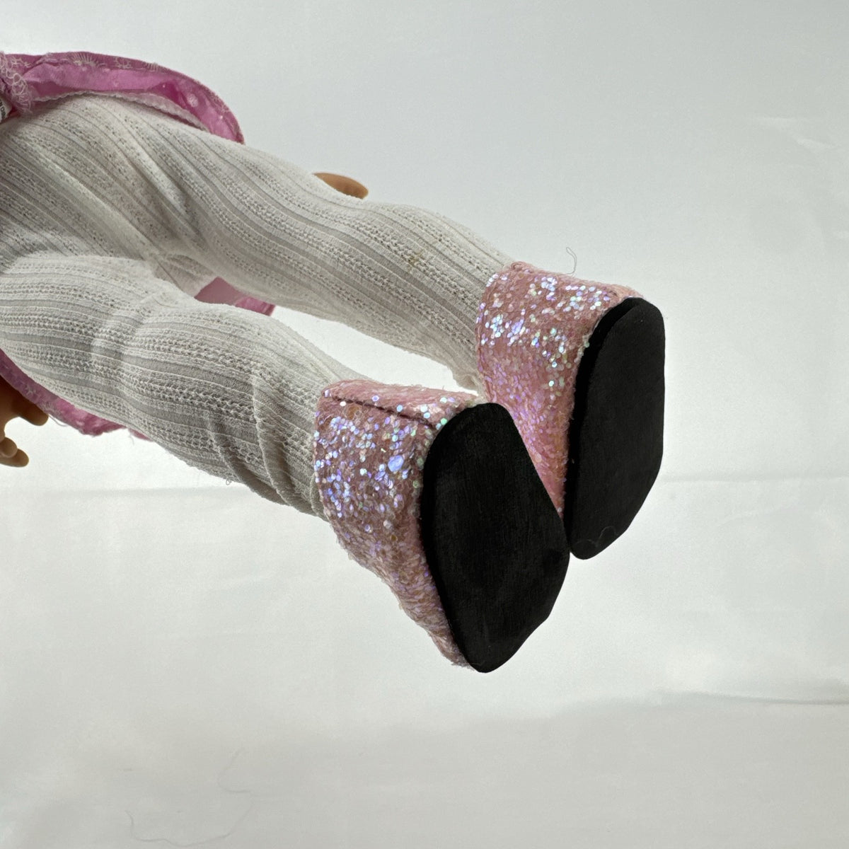 Cititoy 18-inch vinyl girl doll with blonde hair updo, green eyes, freckles, and pink floral outfit with glitter shoes.