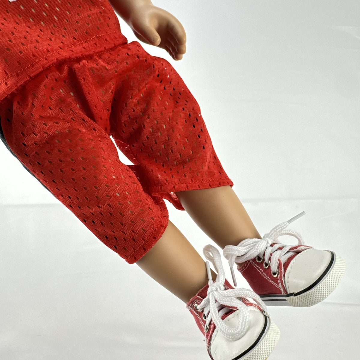Cititoy 18-inch vinyl boy play doll with blue eyes and brown hair wearing a red basketball jersey and sneakers