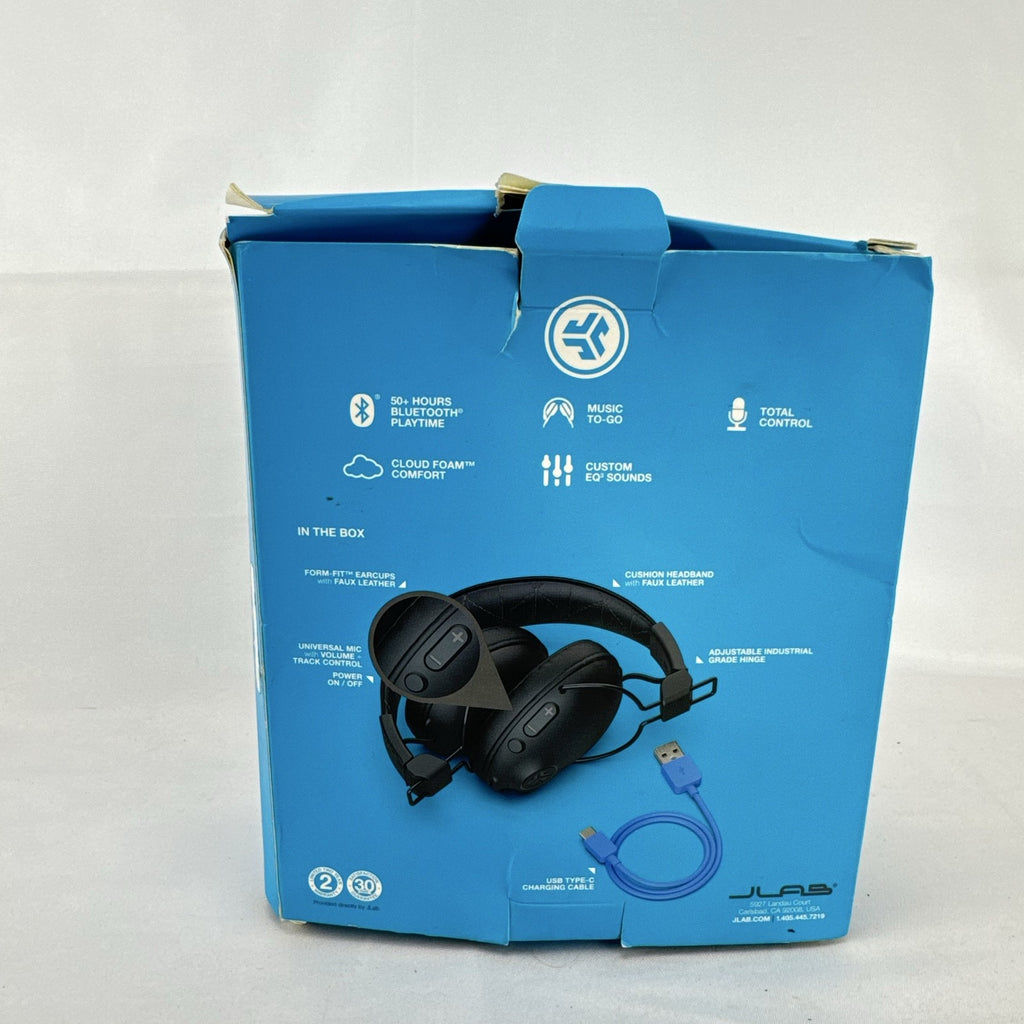 JLab Studio Pro wireless over-ear headphones in black with plush ear cushions in original packaging