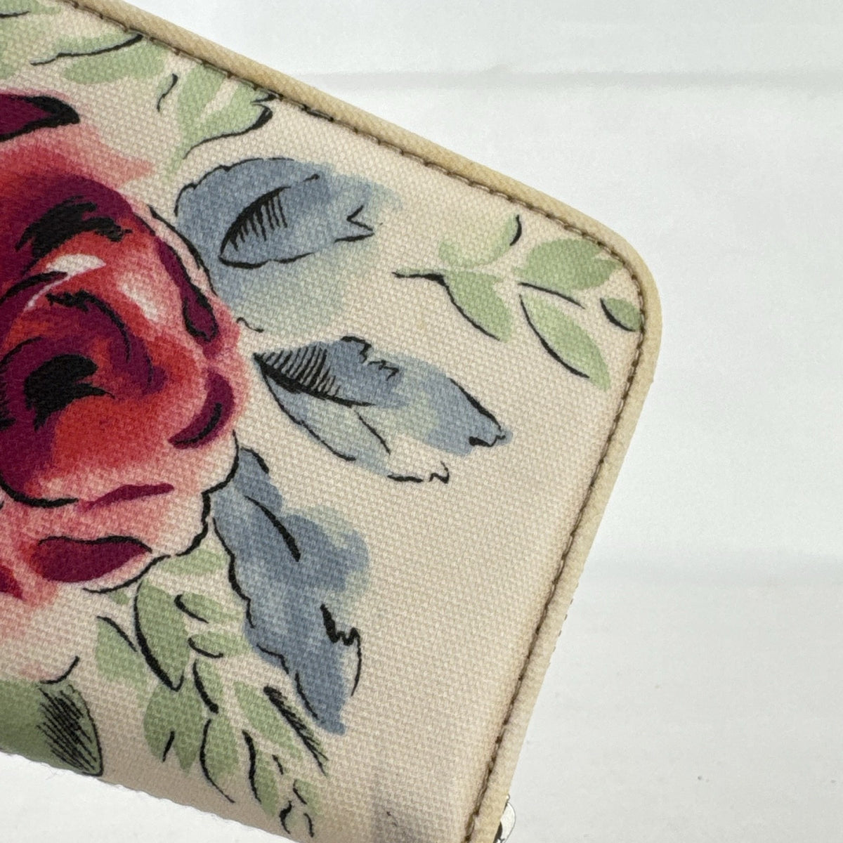 Cath Kidston floral rose cream canvas zip-around continental wallet