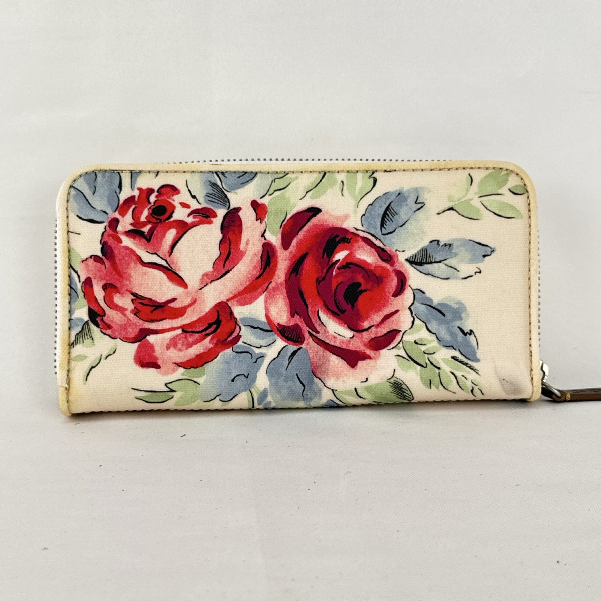 Cath Kidston floral rose cream canvas zip-around continental wallet