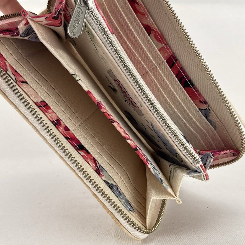 Cath Kidston floral rose cream canvas zip-around continental wallet