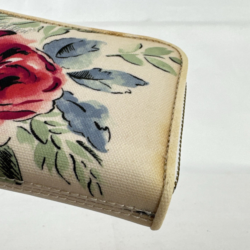 Cath Kidston floral rose cream canvas zip-around continental wallet