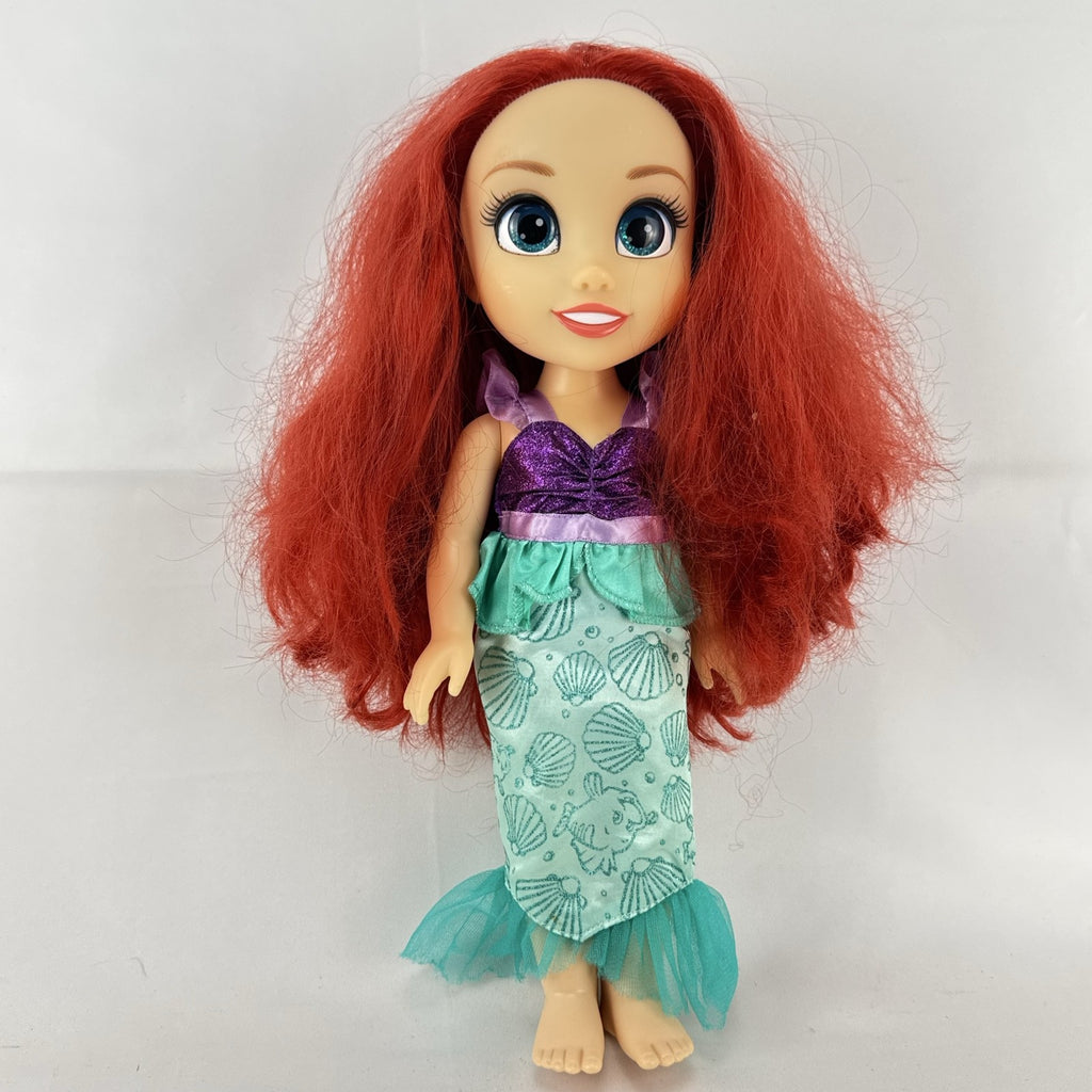 Disney Princess Ariel 13-inch vinyl toddler play doll wearing teal and purple mermaid dress