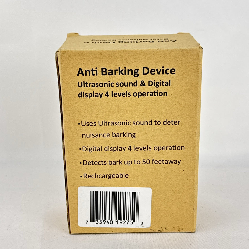 Rechargeable ultrasonic dog bark deterrent device with digital display in original packaging