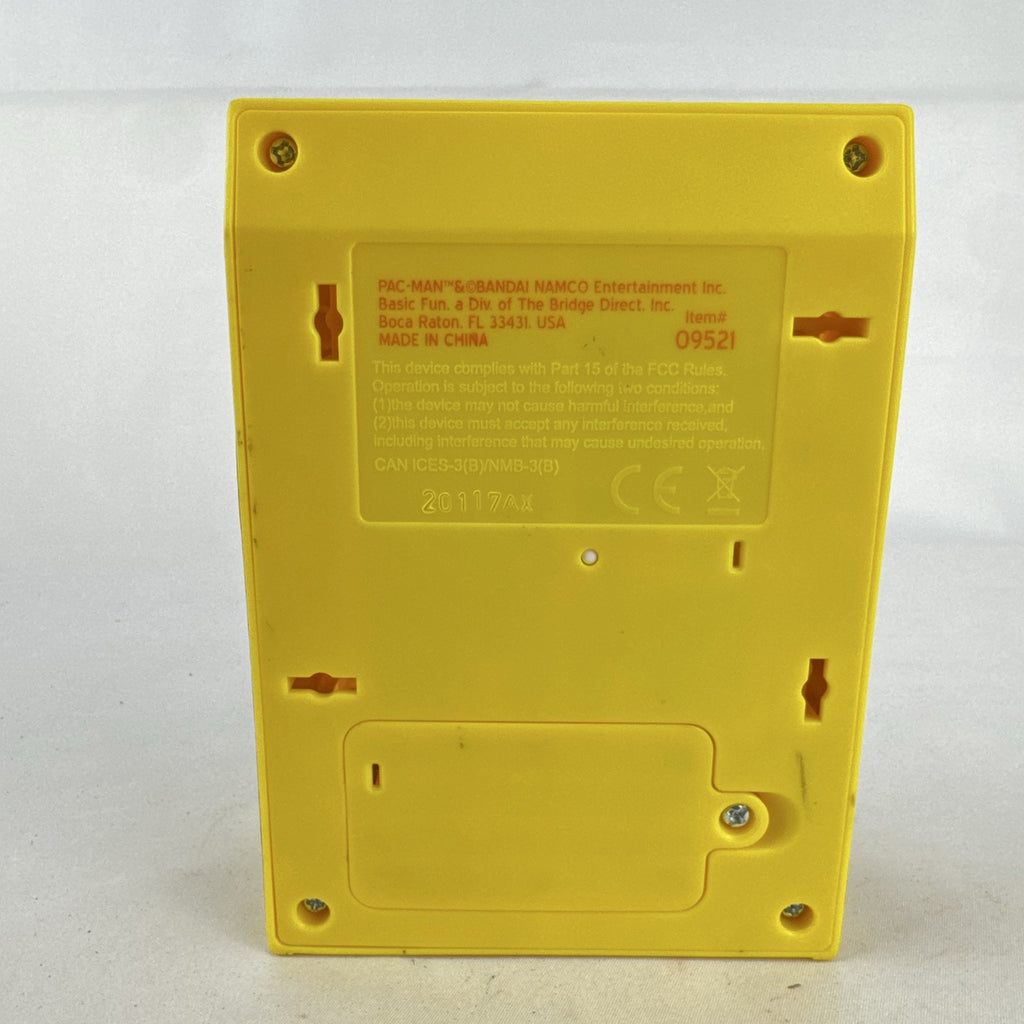 Basic Fun Pac-Man mini arcade cabinet handheld electronic game in yellow with LCD screen