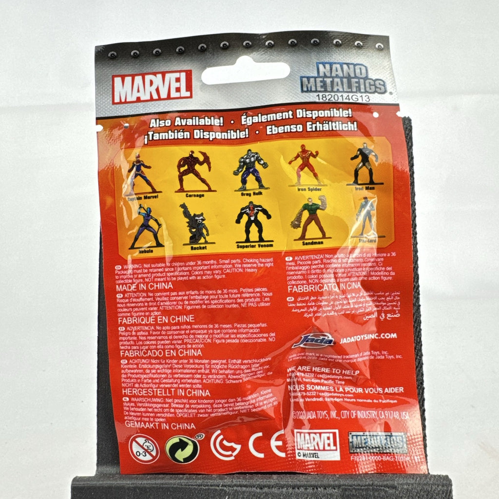 Sealed Jada Toys Marvel Nano Metalfigs mystery foil blind bag pack containing one die-cast metal mini figure.