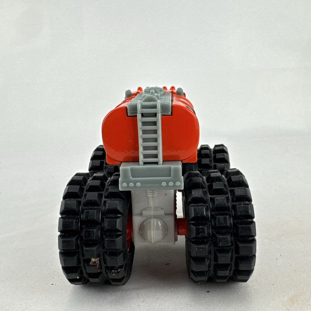 Tonka monster truck 8-wheel dually fuel tanker diecast vehicle in bright orange with flame graphics