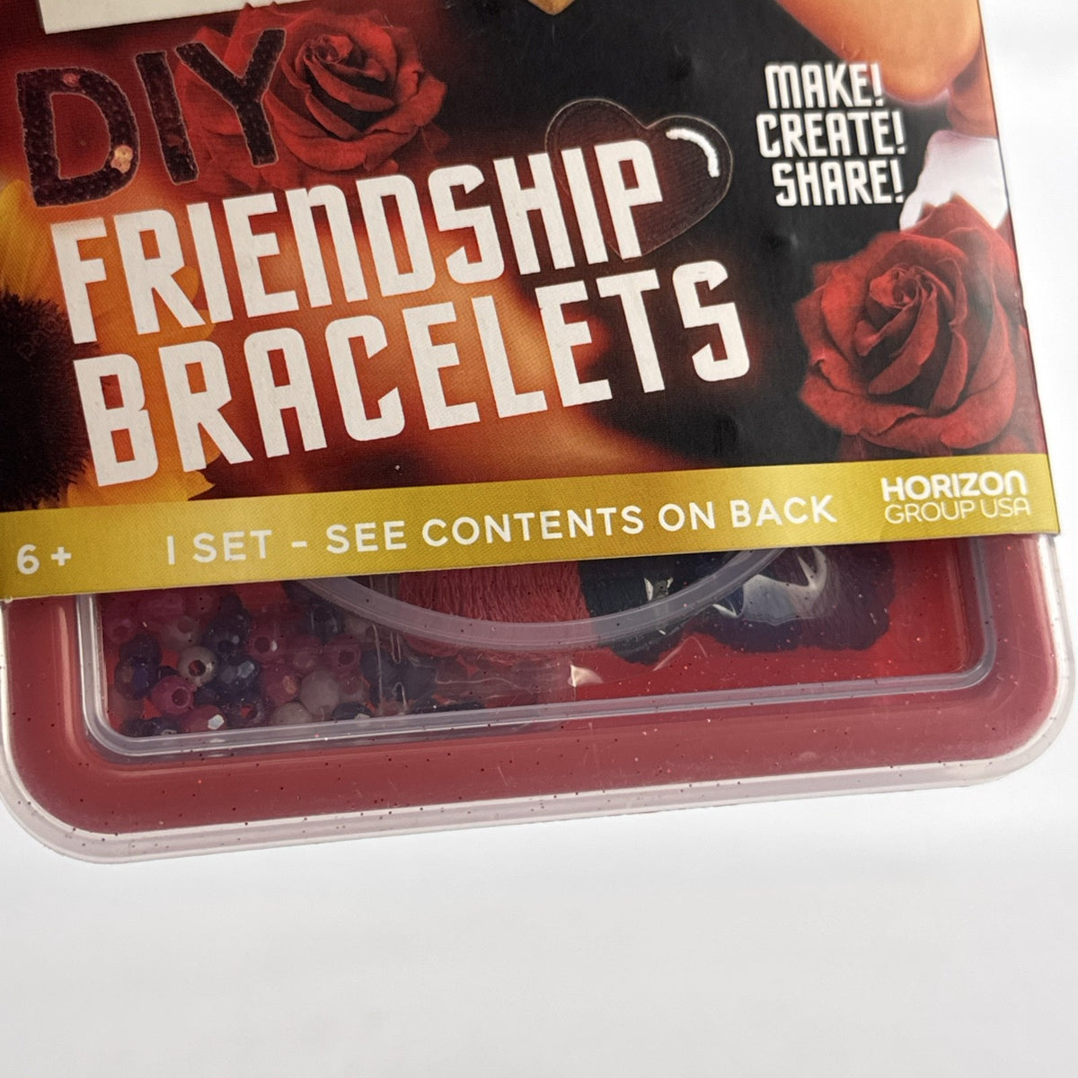 Horizon Group USA friendship bracelet craft kit in sealed plastic storage case