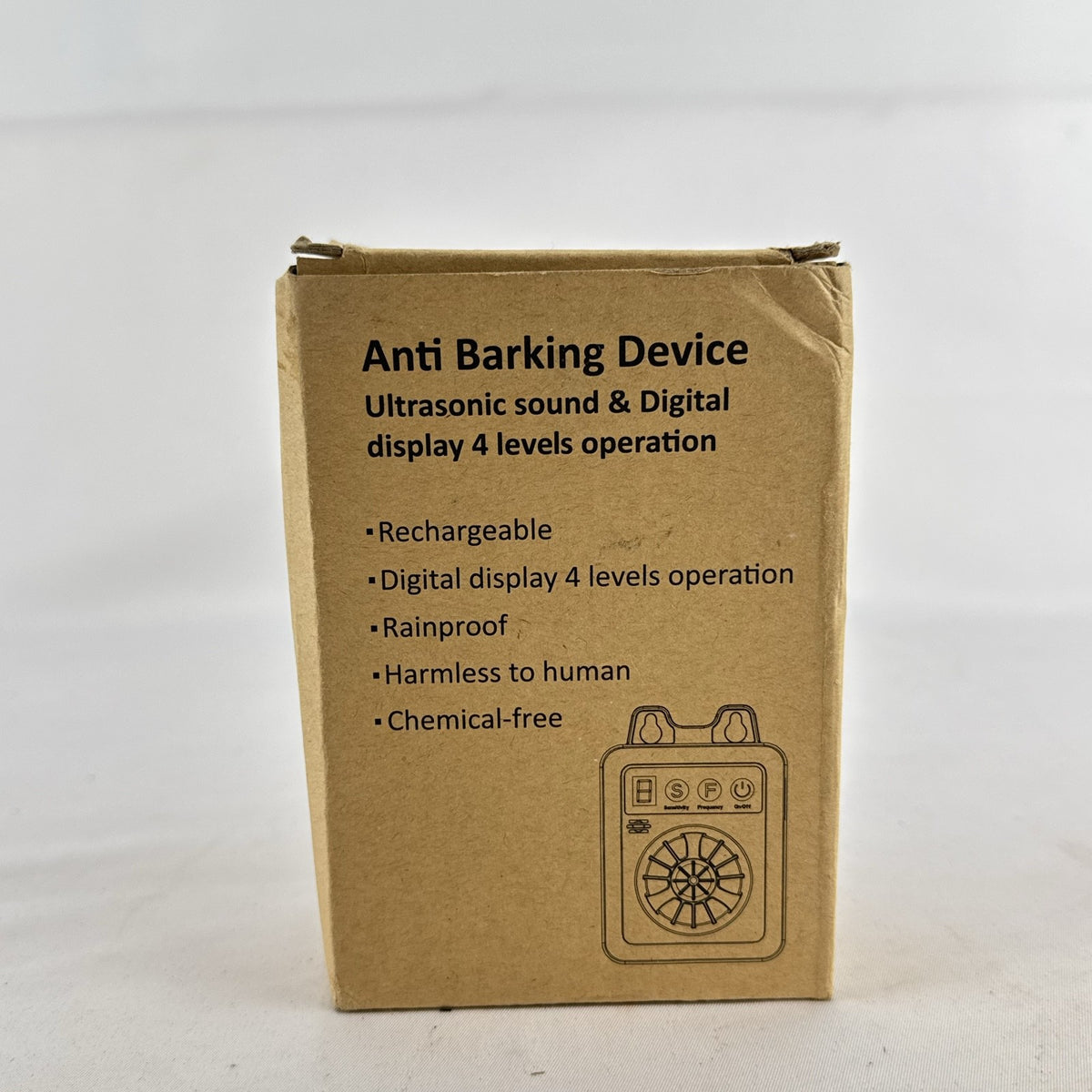 Rechargeable rainproof ultrasonic anti-barking device with digital display and wall mount bracket