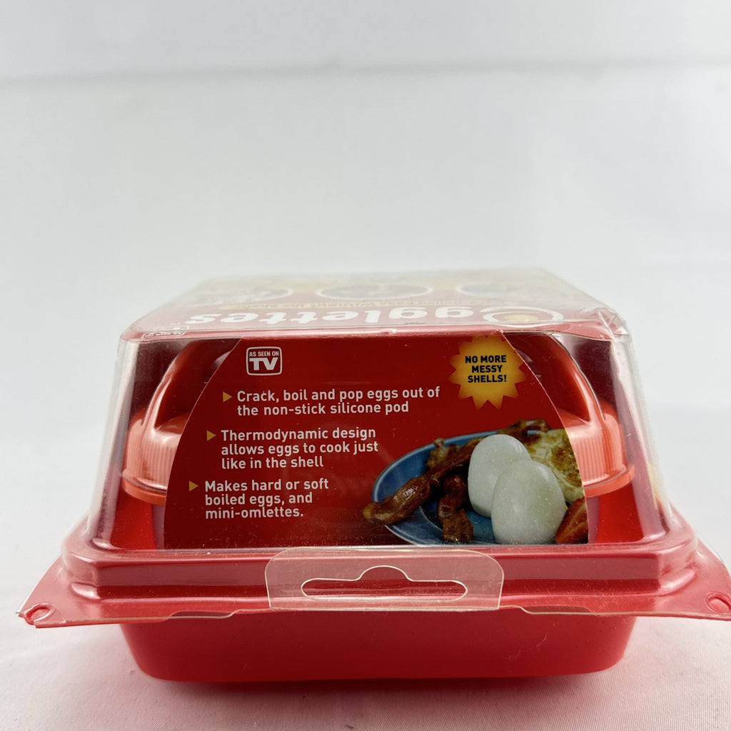Egglettes 4-pack silicone stovetop egg cooking pods in original sealed packaging.