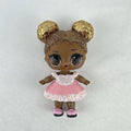 MGA Entertainment L.O.L. Surprise Glitter Series Queen Bee doll with gold glitter hair buns, pink dress, and shoes