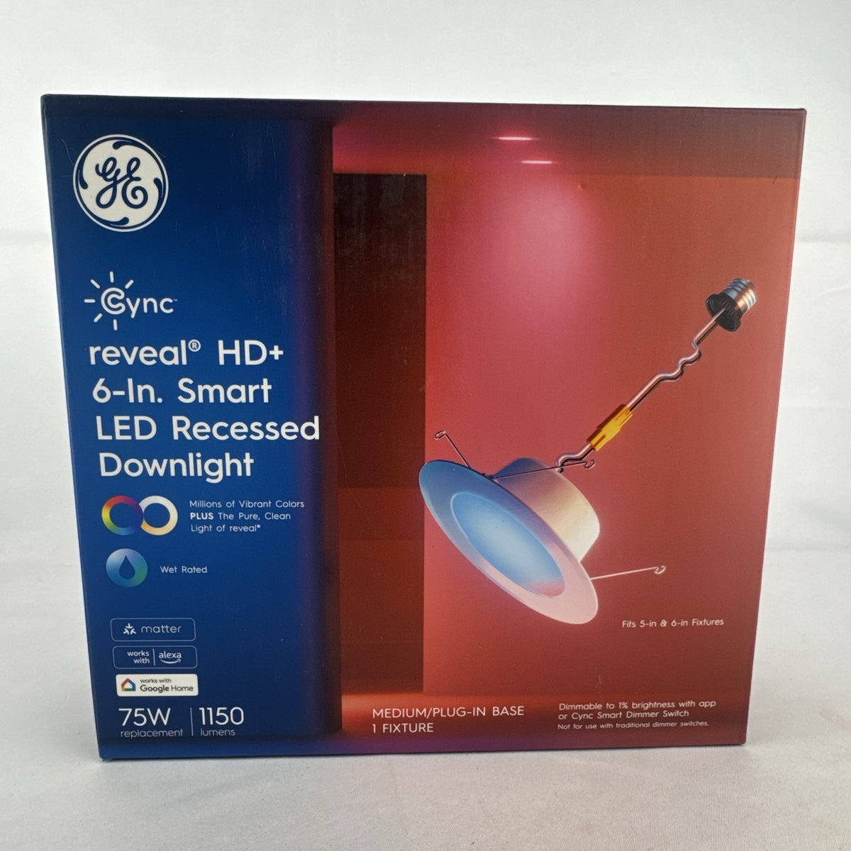 GE Cync Reveal HD+ 6-inch smart LED recessed downlight in original packaging