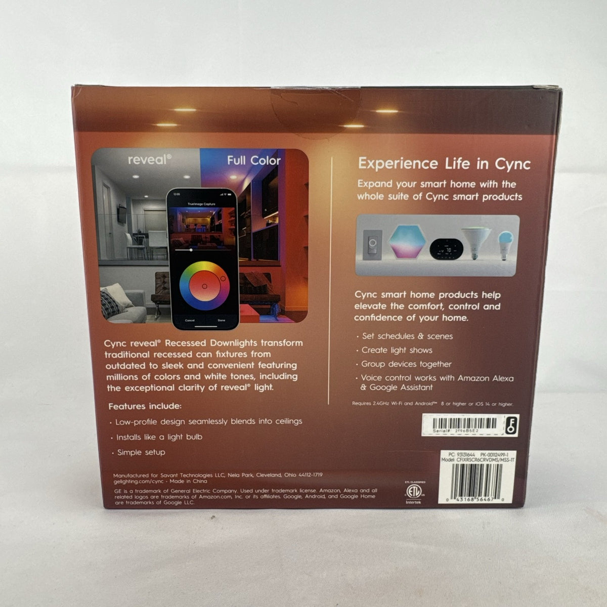 GE Cync Reveal HD+ 6-inch smart LED recessed downlight in original packaging