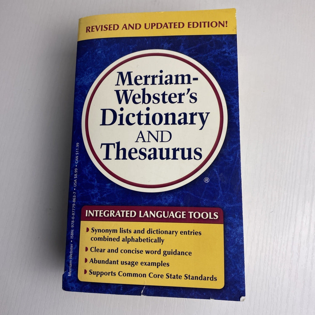 Merriam-Webster's Dictionary and Thesaurus 2014 revised edition paperback book front cover