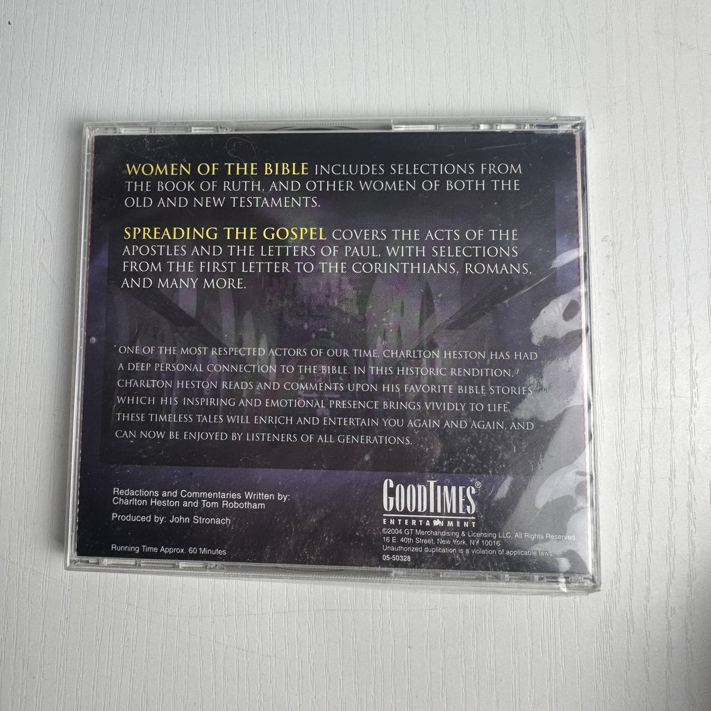 Set of 4 factory sealed Christian faith audio CDs including Charlton Heston narration and Ray Hyde gospel music.