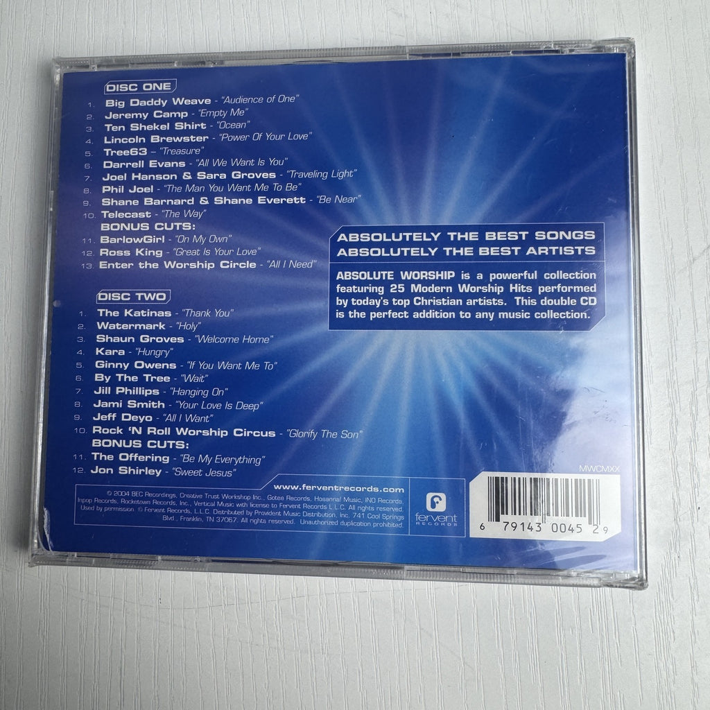 Set of 4 factory-sealed CDs including Salve Regina Gregorian Chant, Absolute Worship, and Little Genius children's songs.
