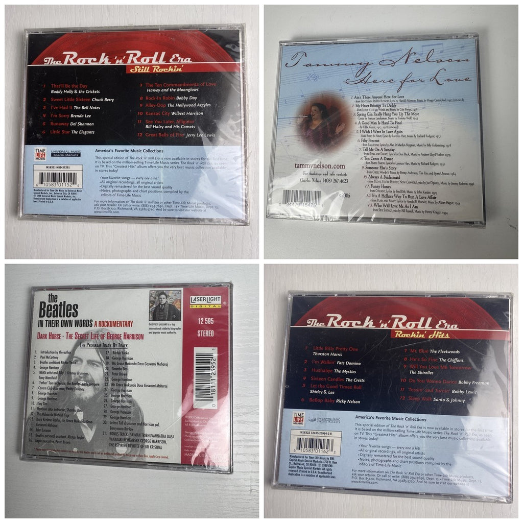 Factory-sealed 4-CD lot including Time Life Rock 'n' Roll Era compilations and a Beatles audio biography