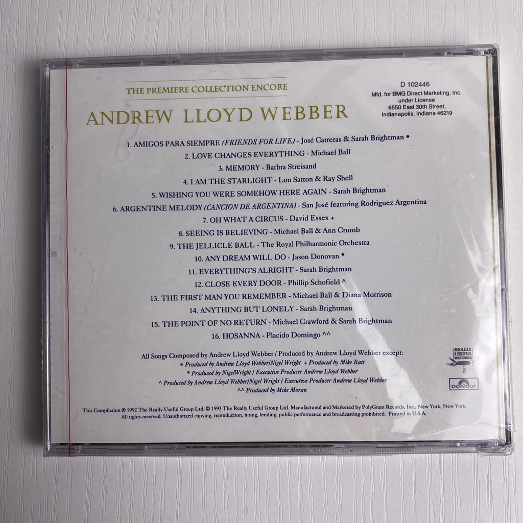 Set of 4 factory-sealed classical and piano music CDs including Andrew Lloyd Webber and Bob Milne albums.