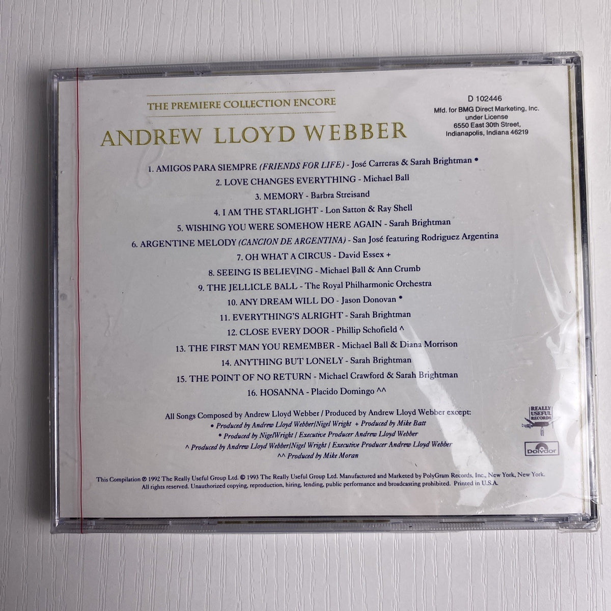 Set of 4 factory-sealed classical and piano music CDs including Andrew Lloyd Webber and Bob Milne albums.