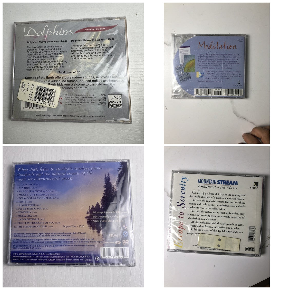 Brand new factory sealed 4 CD nature sounds and relaxation audio bundle including Dan Gibson Solitudes.