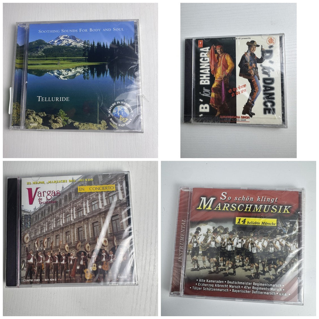 Set of four brand new factory-sealed world music CDs including Mariachi Vargas and Telluride ambient soundscapes