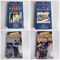Set of four factory sealed WWII documentary VHS tapes including Victory At Sea Volumes 3 and 6