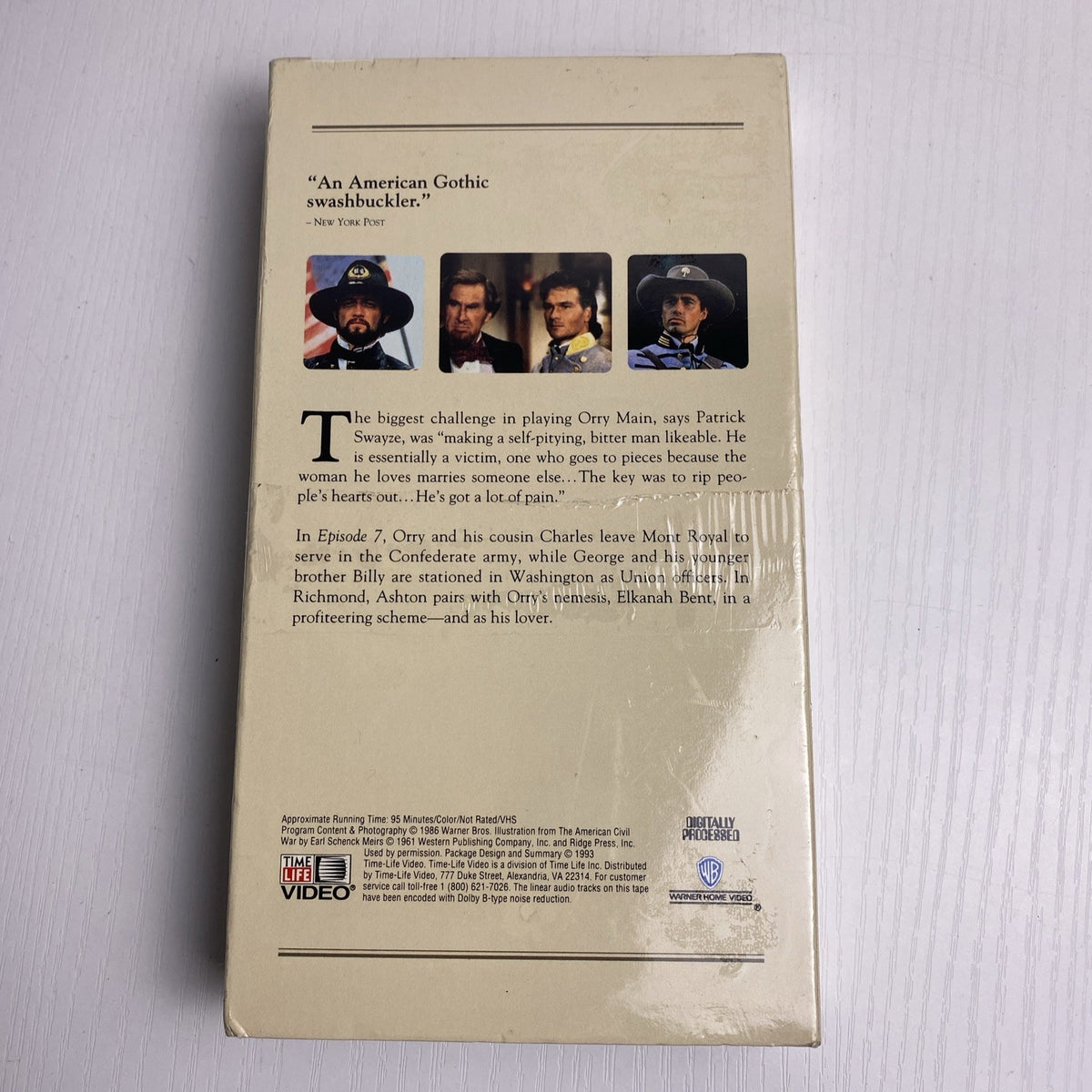 Four brand new factory sealed vintage VHS tapes featuring North and South with Patrick Swayze and Suzanne Deason yoga.