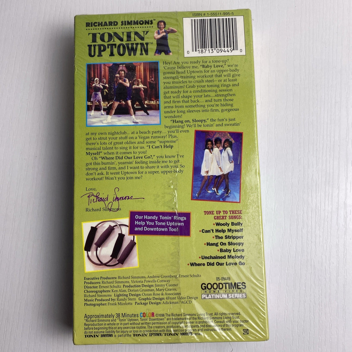Set of four factory sealed retro VHS tapes featuring fitness workouts and the movie One Fine Day.