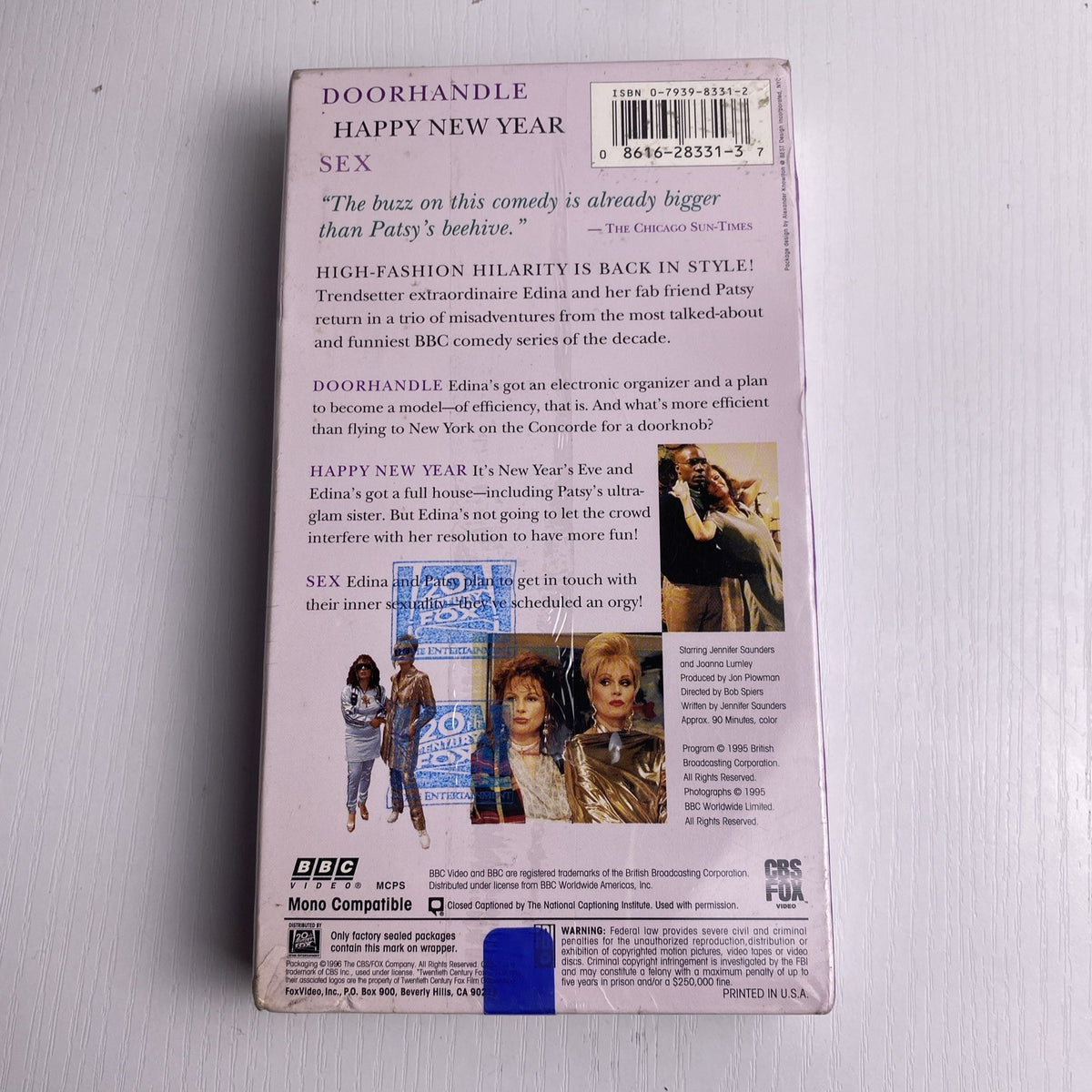 Lot of four brand new factory sealed vintage VHS tapes including Absolutely Fabulous and Animated Stories from the Book of Mormon.
