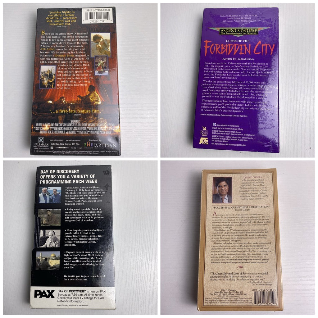 Lot of 4 brand new factory-sealed documentary VHS tapes including Arabian Nights and Ancient Mysteries.