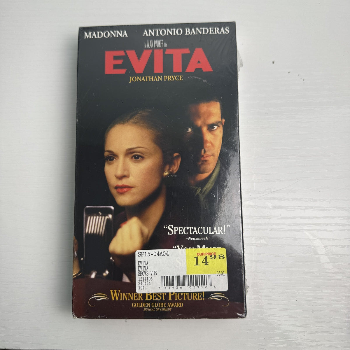 Factory-sealed lot of 4 VHS tapes including Erin Brockovich, Evita, Fish Hawk, and Frank Patterson.