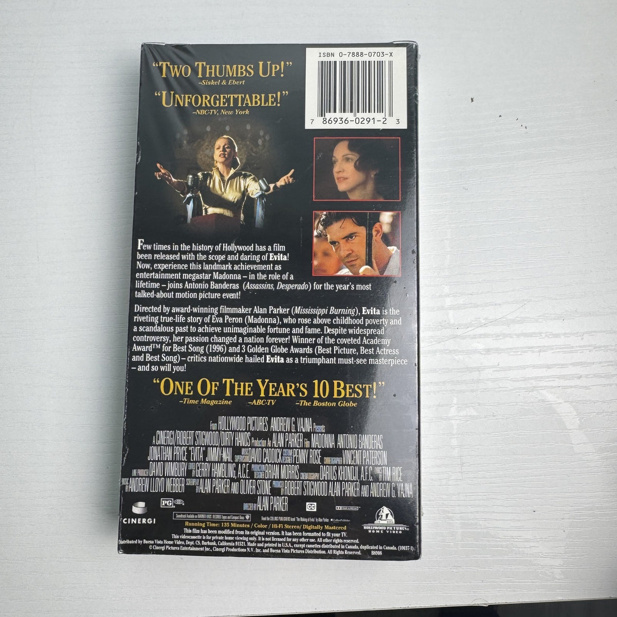 Factory-sealed lot of 4 VHS tapes including Erin Brockovich, Evita, Fish Hawk, and Frank Patterson.