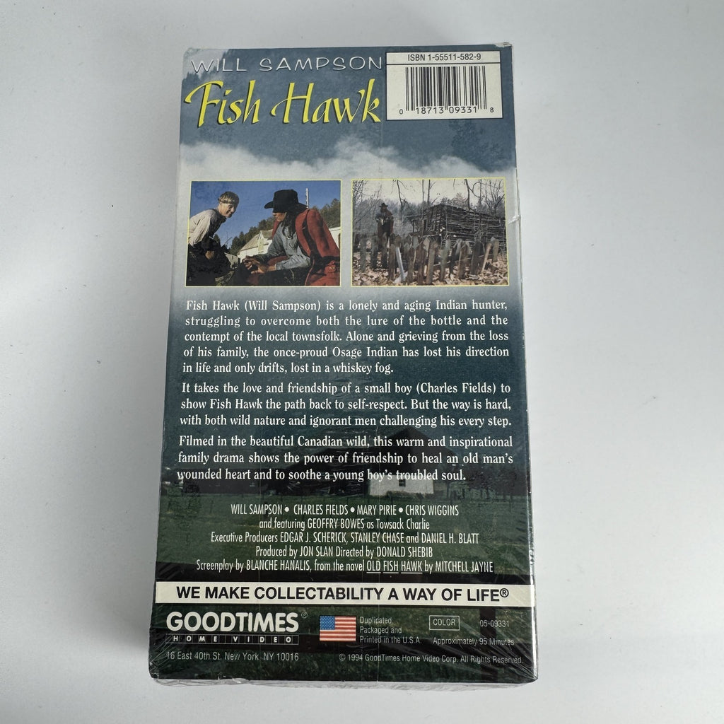 Factory-sealed lot of 4 VHS tapes including Erin Brockovich, Evita, Fish Hawk, and Frank Patterson.
