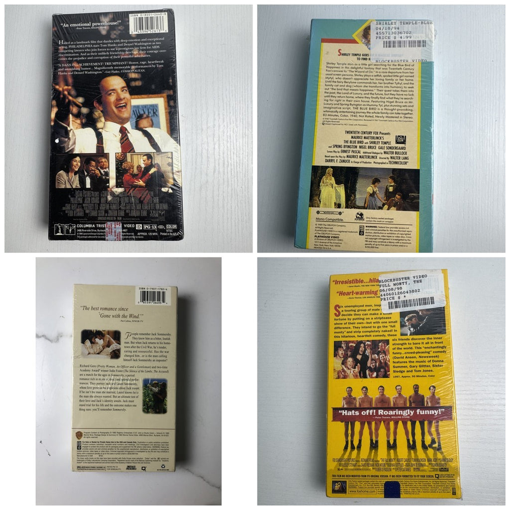 Bundle of 4 factory sealed brand new VHS movie tapes including Philadelphia and The Full Monty