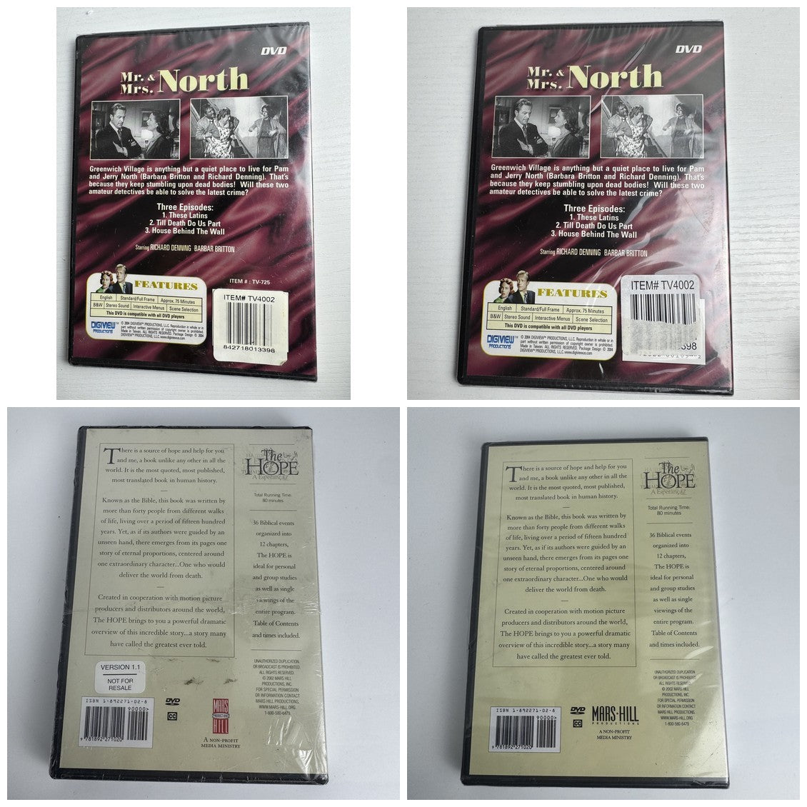 Factory sealed 2-DVD set featuring Mr. & Mrs. North classic TV series and The HOPE biblical drama.