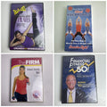 Factory-sealed retro fitness and wellness media lot featuring four DVD and VHS titles including Crunch and The Firm.