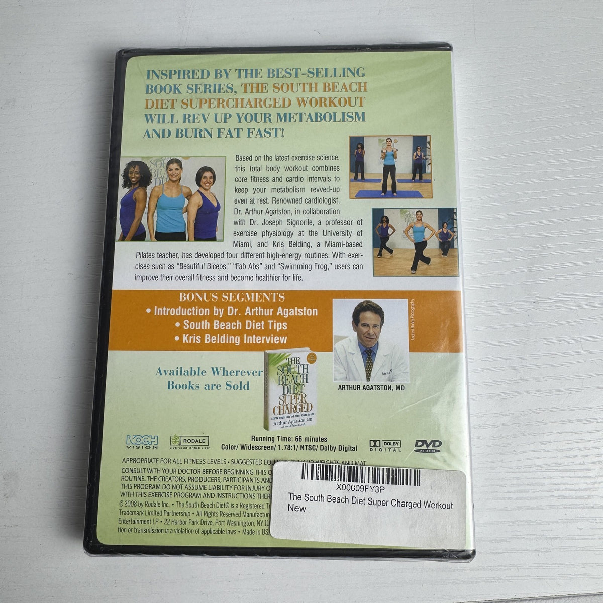 Lot of four brand new factory-sealed fitness DVDs and audio CD featuring The Firm and South Beach Diet.